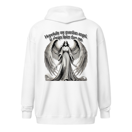 Hopefully my Guardian Angel is always faster than me! Unisex Zip Hoodie